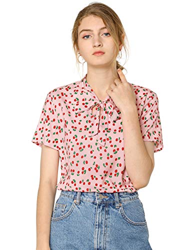 Vintage Bow Tie Printed Chiffon Retro Blouse
