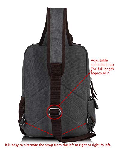 Vintage Black Canvas Crossbody Messenger Bag