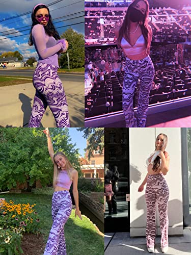 Purple Flare Pants - 70s Retro Festival Trousers