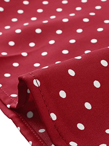Allegra K Vintage Red Polka Dots Peter Pan Top