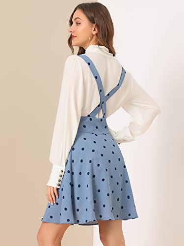 Vintage Polka Dot High Waist Overalls - Medium Light Blue