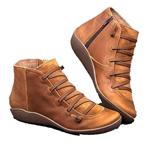 Women's Lace-Up Ankle Boots: Vintage Style, Arch Support