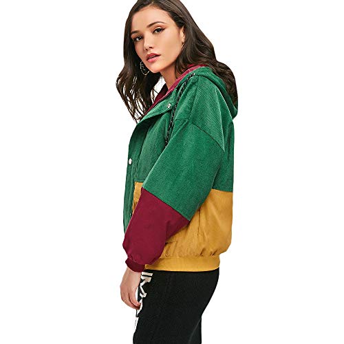 ZAFUL Women's Vintage Corduroy Hooded Jacket - Green S