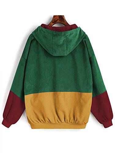 ZAFUL Women's Vintage Corduroy Hooded Jacket - Green S