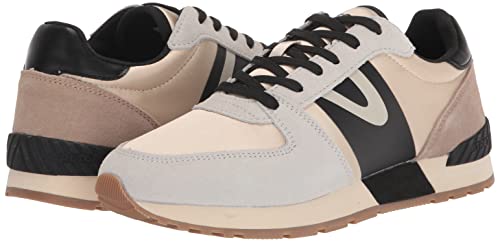 White/Taupe/Black Vintage Lace-up Casual Fashion Sneakers - Size 6.5