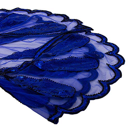 VIJIV Sequin Beaded Vintage Cape - Blue