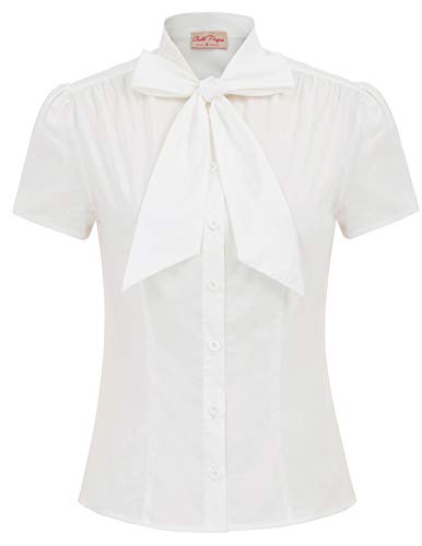 Ivory Retro Blouses for Plus Size Ladies