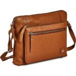Pebbled Leather Crossbody Bag with Triple Zip