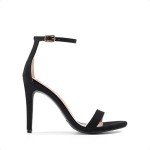 DREAM PAIRS Black Suede High Stiletto Sandals