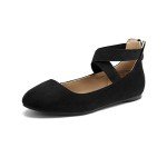 Dream Pairs Women's Black Ballet Flats with Straps
