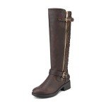 DREAM PAIRS Women's Knee High Riding Boots Brown