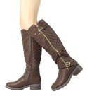 DREAM PAIRS Women's Knee High Riding Boots Brown