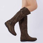 DREAM PAIRS Women's Black Faux Fur Knee-High Boots
