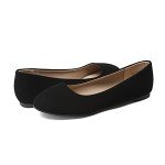 DREAM PAIRS Women's Black Nubuck Ballerina Flats