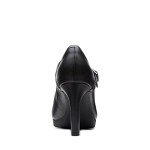 Clarks Women's Ambyr Shine Black Leather Pumps
