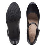 Clarks Women's Ambyr Shine Black Leather Pumps