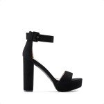DREAM PAIRS Black Ankle Strap Block Heels