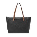 Fossil Rachel Tote Bag, Black/Brown Handles