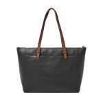 Fossil Rachel Tote Bag, Black/Brown Handles
