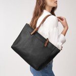 Fossil Rachel Tote Bag, Black/Brown Handles