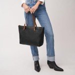 Fossil Rachel Tote Bag, Black/Brown Handles