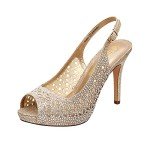 Gold Glitter Peep Toe High Heels for Women