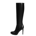 Black Knee-High Platform Stiletto Boots for Women