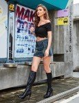Black Knee-High Platform Stiletto Boots for Women