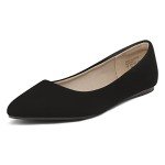 DREAM PAIRS Womens Casual Pointed Toe Ballet Comfort Soft Slip On Flats Shoes,Sole-Classic,Black/Nubuck,Size 11