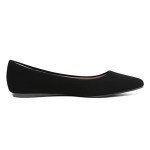DREAM PAIRS Womens Casual Pointed Toe Ballet Comfort Soft Slip On Flats Shoes,Sole-Classic,Black/Nubuck,Size 11