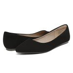 DREAM PAIRS Womens Casual Pointed Toe Ballet Comfort Soft Slip On Flats Shoes,Sole-Classic,Black/Nubuck,Size 11