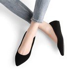 DREAM PAIRS Womens Casual Pointed Toe Ballet Comfort Soft Slip On Flats Shoes,Sole-Classic,Black/Nubuck,Size 11