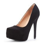 Black Suede High Heel Platform Dress Pumps
