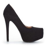 Black Suede High Heel Platform Dress Pumps