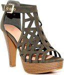 Trendy Olive Green Ankle Strap Open-Toe Sandals