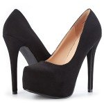 Black Suede High Heel Platform Dress Pumps
