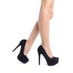 Black Suede High Heel Platform Dress Pumps