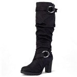 Women's Chunky Block Heel Knee High Winter Boots