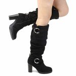 Women's Chunky Block Heel Knee High Winter Boots