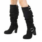 Women's Chunky Block Heel Knee High Winter Boots