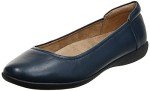 Navy Leather Slip-On Ballet Flats for Women