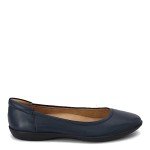 Navy Leather Slip-On Ballet Flats for Women