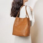 Kattee Brown Soft Leather Women's Crossbody Tote