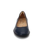 Navy Leather Slip-On Ballet Flats for Women