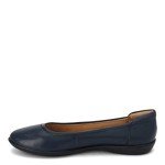 Navy Leather Slip-On Ballet Flats for Women