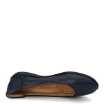 Navy Leather Slip-On Ballet Flats for Women