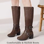 Ruiee Brown Pointed Toe Knee High Boots