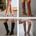 Chic Suede Knee-High Chunky Block Heel Boots