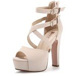 IDIFU Women's Crisscross Strappy Platform Heeled Sandals