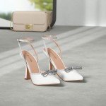DREAM PAIRS Women's Strappy Rhinestone Heels - White